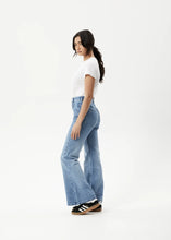 Load image into Gallery viewer, Afends Marsha Hemp Denim Flared Jean - Worn Blue
