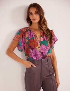 MINKPINK Zora Flutter Sleeve Blouse