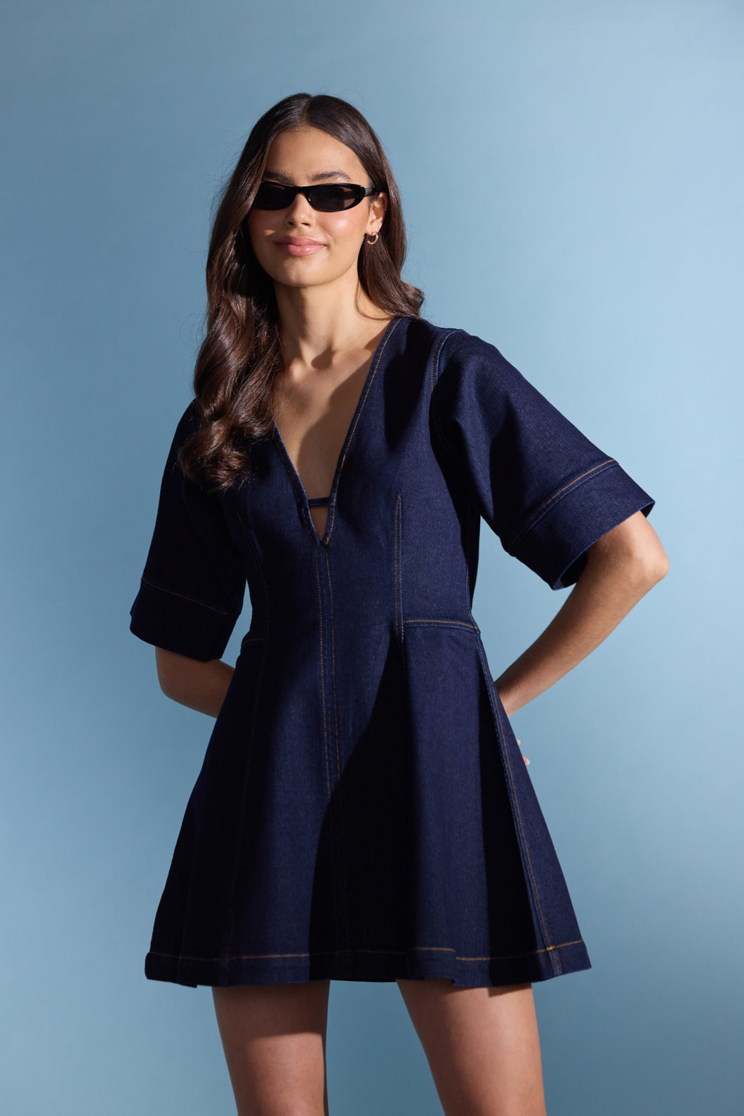 MINKPINK Camilla Denim Panel Mini Dress - Midnight