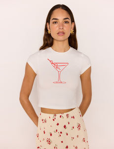 MINKPINK Martini Baby Tee - White/Red