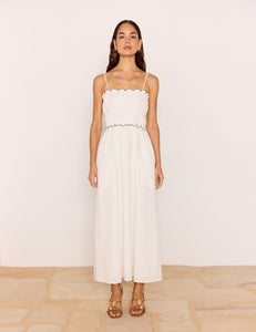 MINKPINK Laurel Scallop Edge Midi Dress - White