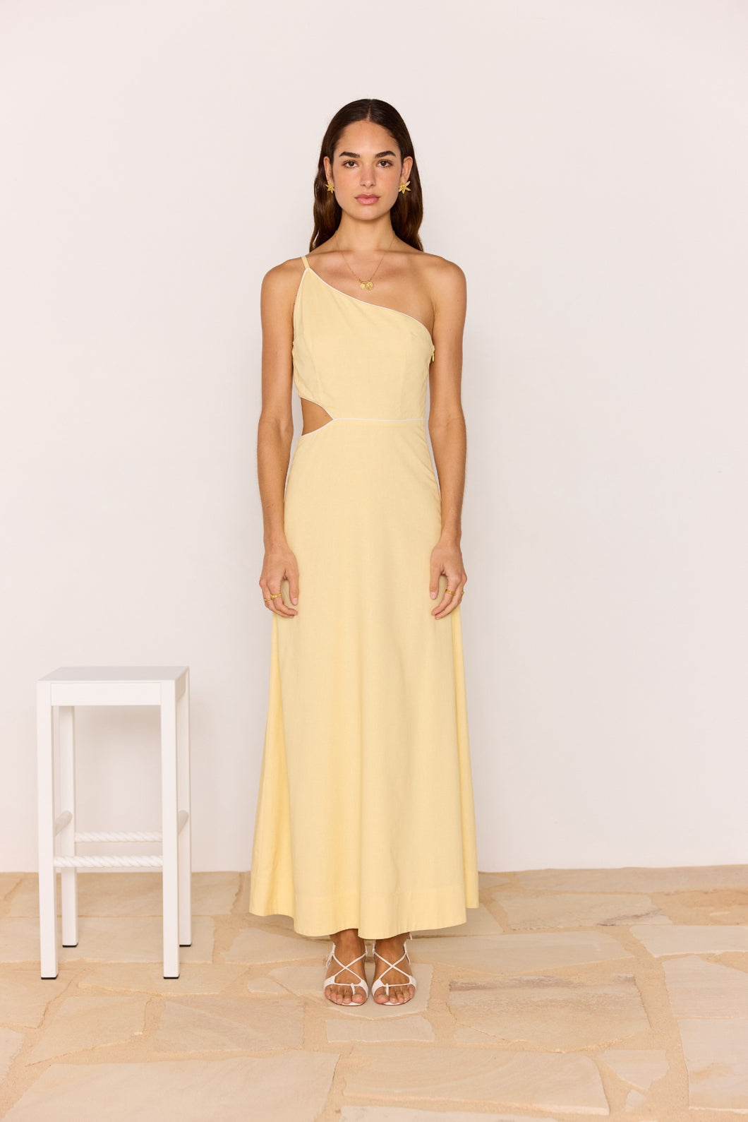 MINKPINK Ciel One Shoulder Maxi Dress - Pale Yellow