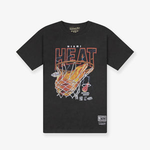 Mitchell & Ness Miami Heat Fire & Lightning Tee - Faded Black