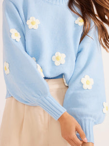 MINKPINK Stella Daisy Knit Jumper - Baby Blue