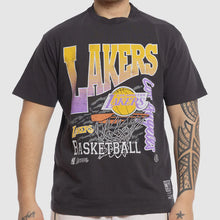 Load image into Gallery viewer, Mitchell &amp; Ness Los Angeles Lakers Basket Tee - Overdyed Black
