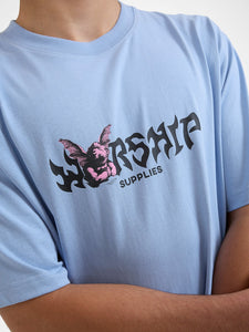 Worship Horns Tee - Cerulean