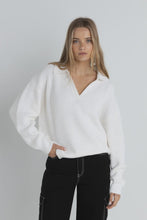 Load image into Gallery viewer, Rhythm Muse V-Neck Collared Jumper - White
