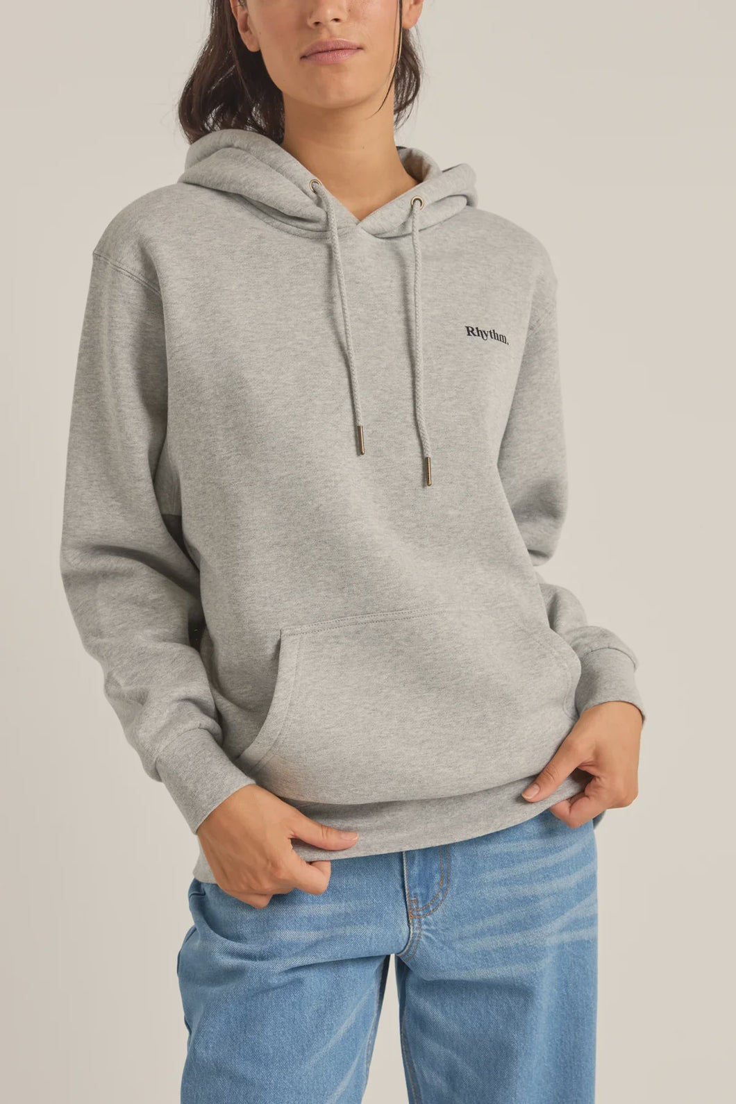 Rhythm Logo Boyfriend Fleece Hoodie - Grey Heather