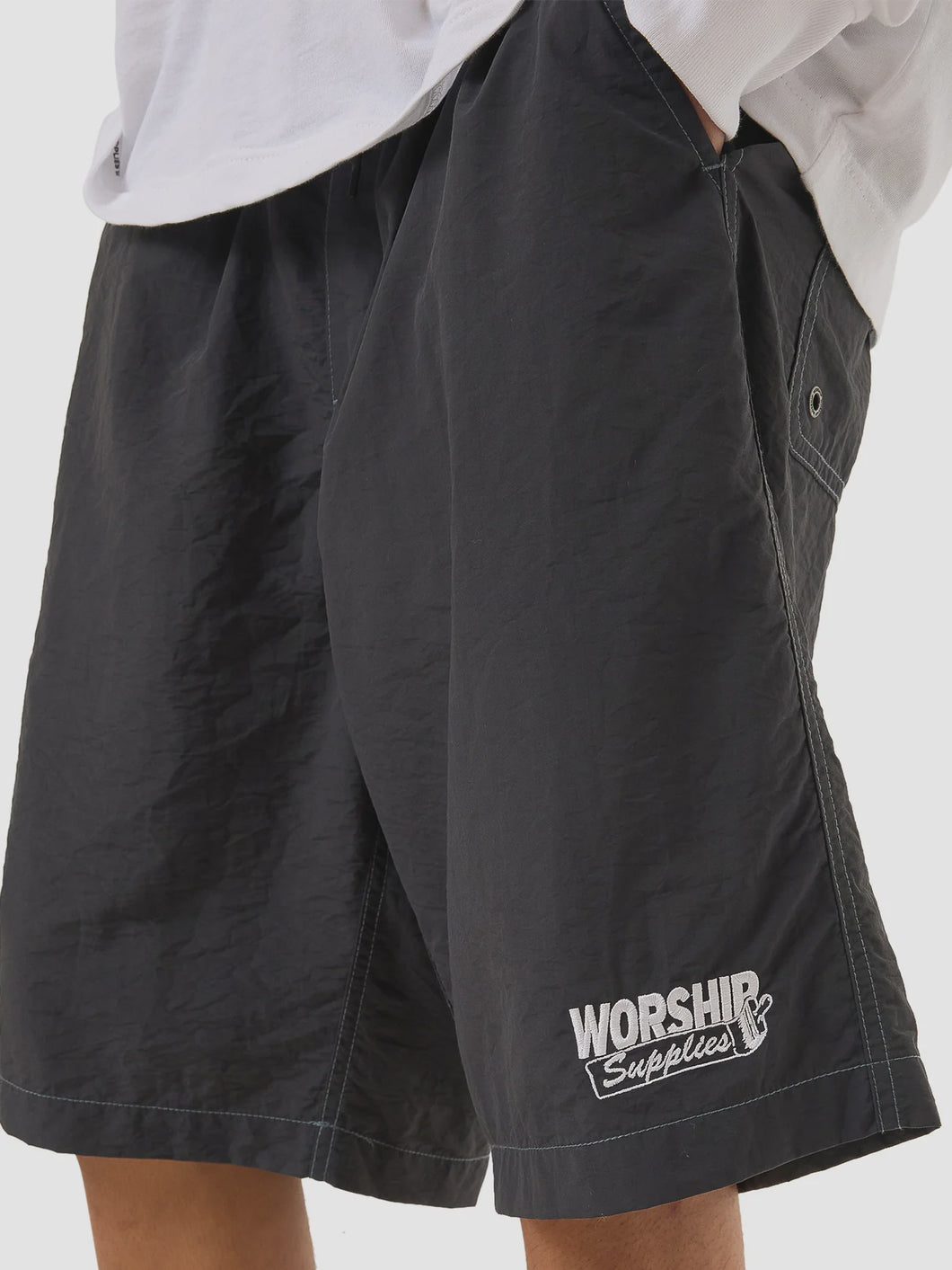 Worship Dry Paint Baggie Nylon Short - Worn Black