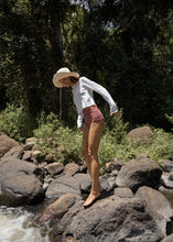 Load image into Gallery viewer, Afends Focus Seersucker Long Sleeve Top - Off White
