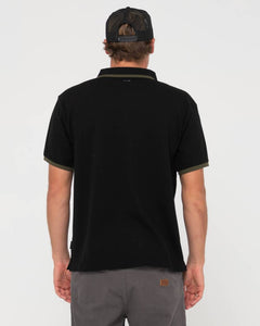 Rusty 19th Hole Tipped Short Sleeve Polo - Black/Olive