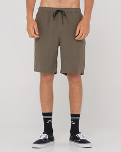 Rusty Overtone Linen Elastic Short -  Savanna