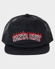 Load image into Gallery viewer, Santa Cruz Kids Flamed Collegiate Arch Trucker Cap - Black
