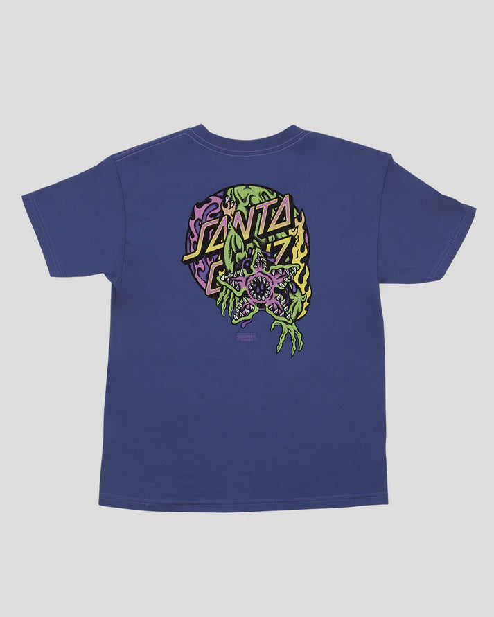 Santa Cruz x Stranger Things Demogorgon Dot Youth T-shirt - Cobalt