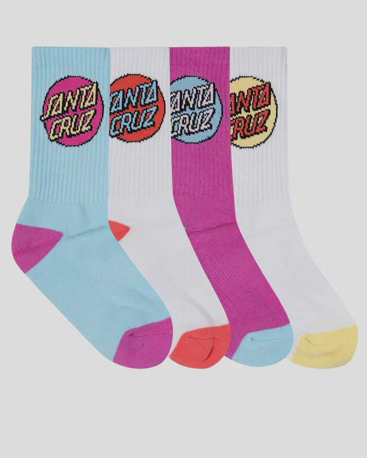 Santa Cruz Other Dot Crew Sock 4 Pack - Aqua-Pink-White
