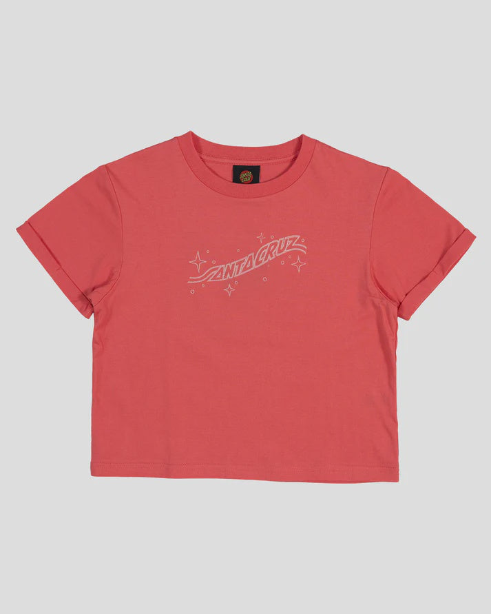 Santa Cruz Winged Moon Strip Centre Short Sleeve Crop tee - Rose