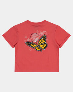 Santa Cruz Winged Moon Strip Centre Short Sleeve Crop tee - Rose