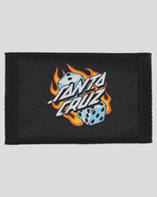 Load image into Gallery viewer, Santa Cruz Flaming Dice Velcro Wallet - Black
