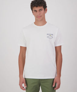 Swanndri Calling Printed T-Shirt - White/Navy/Amber