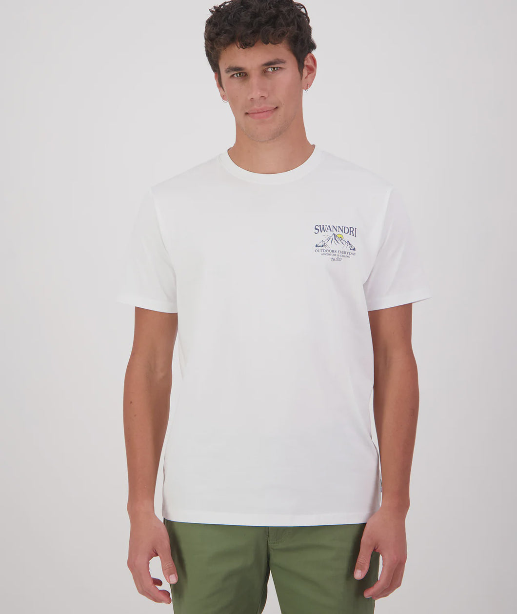 Swanndri Calling Printed T-Shirt - White/Navy/Amber