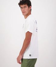Load image into Gallery viewer, Swanndri Calling Printed T-Shirt - White/Navy/Amber
