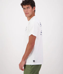Swanndri Calling Printed T-Shirt - White/Navy/Amber