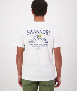 Swanndri Calling Printed T-Shirt - White/Navy/Amber