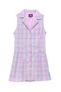 Stussy Check Tie Back Dress - Orchid
