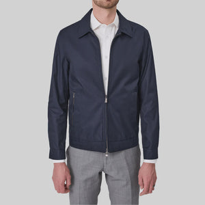 Savile Row Mens Regular Fit James Zip Front Jacket - Navy