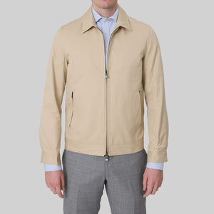 Savile Row Mens Regular Fit James Zip Front Jacket - Stone