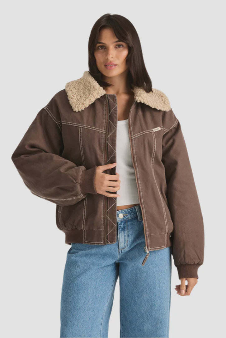 Wrangler Carrie Bomber Jacket - Washed Brown