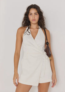 MINKPINK Atlas Denim Playsuit - White
