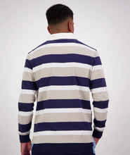 Load image into Gallery viewer, Canterbury Mens Yarn Dye Stripe Long Sleeve Rugby Polo - Silver Lining
