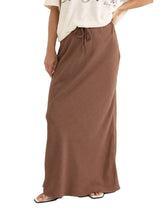 Load image into Gallery viewer, Rhythm Nadia Bias Cut maxi Skirt - Chocolate
