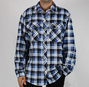 Swanndri Full Button Egmont Brushed Cotton Shirt - Mid Blue