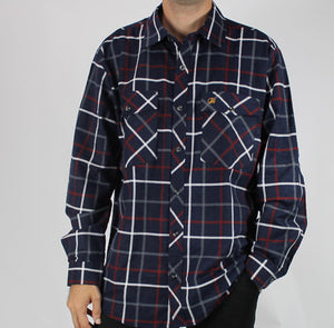 Swanndri Full Button Egmont Brushed Cotton Shirt - Navy