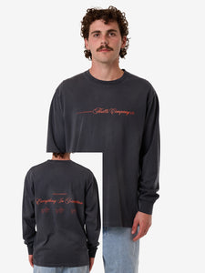 Thrills Blends Oversize Fit Long Sleeve Tee - India Ink Fade