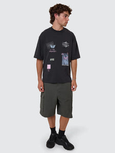 Thrills Transmission Box Fit Oversize Short Tee - Washed Black