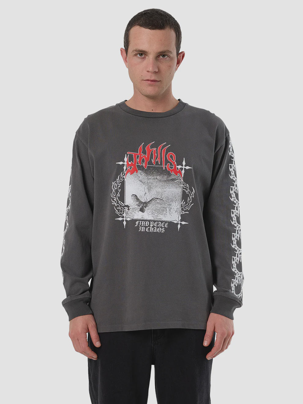 Thrills Peaceful Chaos Oversize Fit L/S Tee - Merch Black