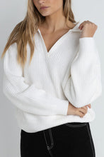 Load image into Gallery viewer, Rhythm Muse V-Neck Collared Jumper - White
