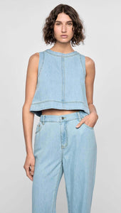 Staple The Label Amelia Chambray Top - Light Wash Blue