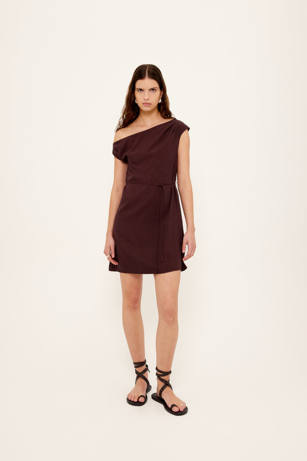 Staple The Label Elira Asym Mini Dress - Chocolate