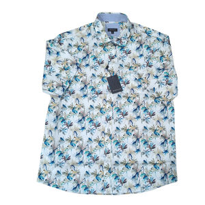 Berlin S/S Painted Palm Shirt - White/Blue