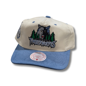 Mitchell & Ness Timberwolves Cord 20th Season Origin Cap - White Cream/Blue