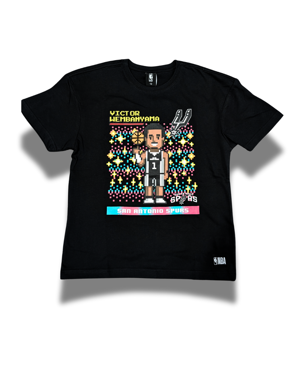 NBA Essentials 8bit Player Wembanyama Spurs Tee - Faded Black