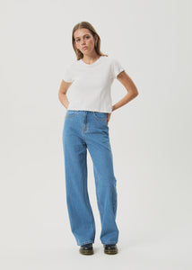 Afends Bella Wide Leg Baggy Denim Jean - Worn Blue