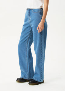 Afends Bella Wide Leg Baggy Denim Jean - Worn Blue