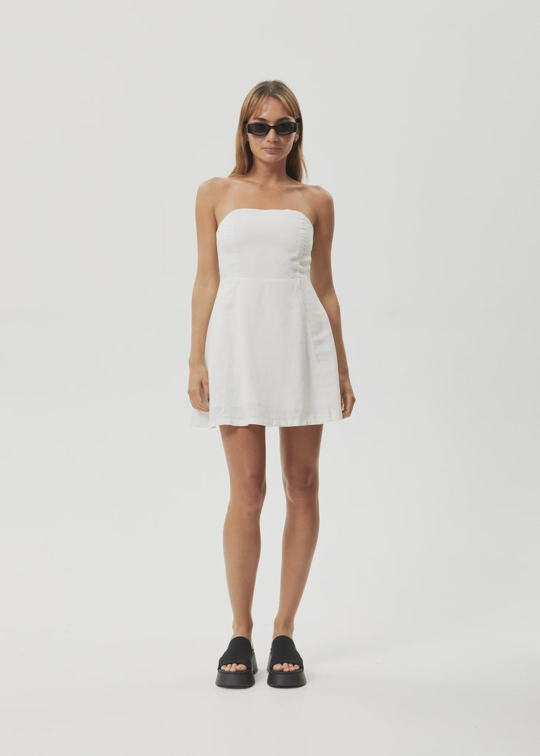 Afends Lilo Strapless Mini Dress - White