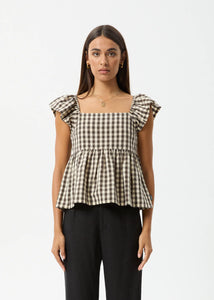 Afends Gambet Check Top - Black/Sand