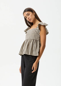 Afends Gambet Check Top - Black/Sand